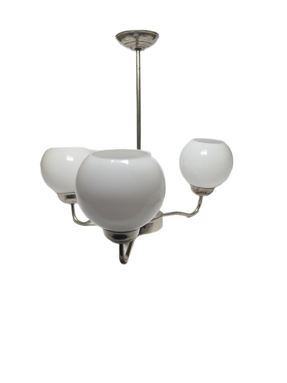 Art Deco Style Chandelier, Poland, 1960s – Glass, Metal (photo 2 of 10)