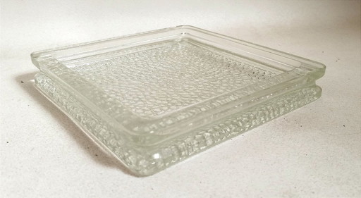 Nevada trinket tray, molded glass pavement, Saint Gobain, 1950s