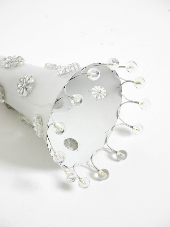 Image 1 of Wunderschöne kleine Pendelleuchte aus Metall im Stil der 50er-Jahre von Emil Stejnar in Trompetenform