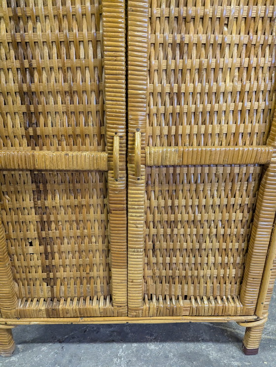 Image 1 of armoire de rangement vintage en rotin