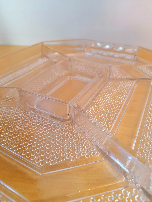 Plateau apéritifs art déco en verre