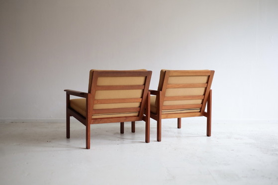 Set of 2 vintage Capella Armchairs Illum Wikkelso 1960s – Eilersen, Wood, Textile (photo 5 of 12)