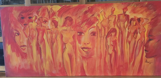 Groot figuratief schilderij op doek 200 x 90 cm – Kunst, Wood, Canvas (photo 2 of 6)