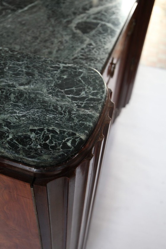 Credenza Art Déco francese, anni '30, Credenze con vetrina, Legno, Marmo, Marrone, Art Deco (foto 4 di 9)