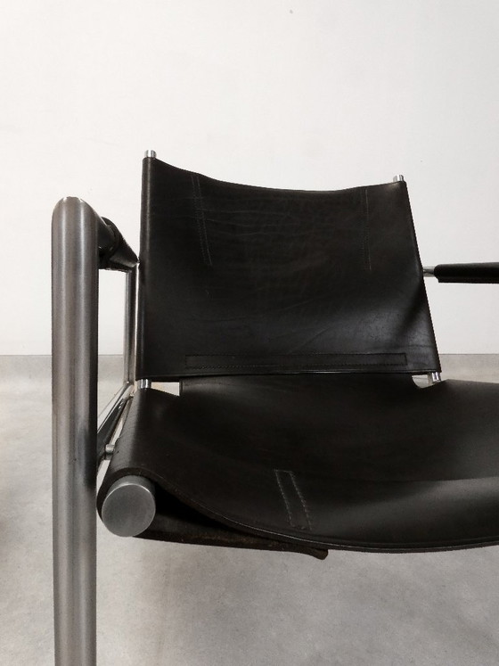 Set SZ 02 Poltrone by Martin Visser - Spectrum, Pelle, Cromo, Nero, Minimalisme (foto 7 di 15)