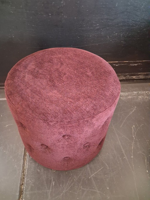 Burgundy stool with buttons