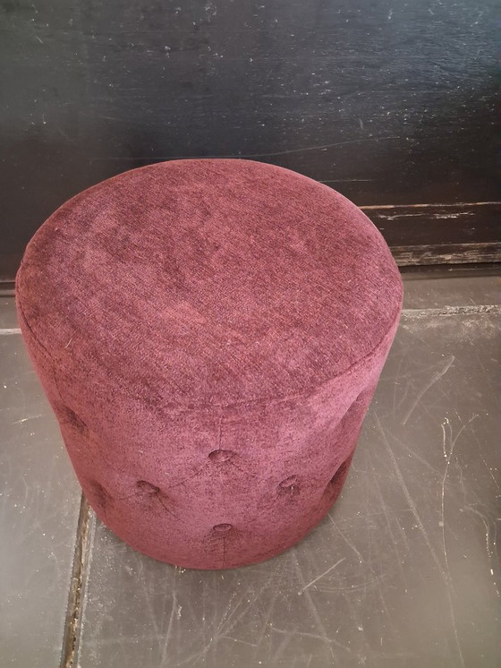 Image 1 of Burgundy stool with buttons