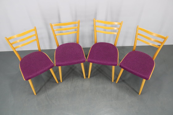 Image 1 of 1960s Set of Four Beech Dining Chairs, Czechoslovakia