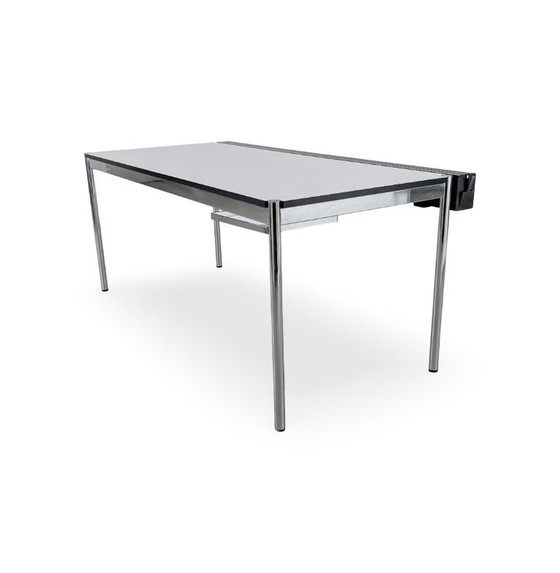 Image 1 of 2x USM Haller tafel, hars, wit, bureau, parelgrijs, kabel