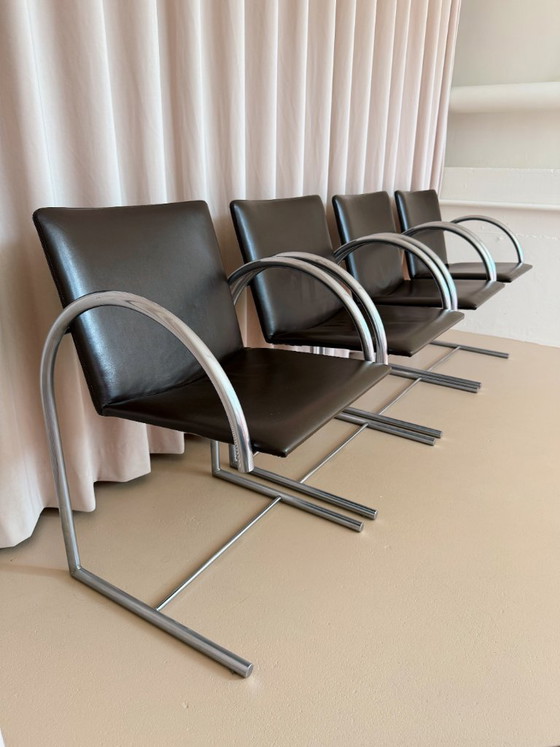 Sedie Vintage Metaform Cirkel Acciaio Inox Marrone Scuro – Sedie da pranzo, rvs, Skai (photo 2 of 6)