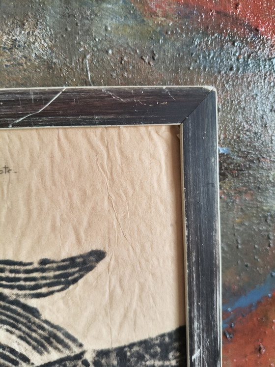 Image 1 of Original 1967 Mid-Century Maya Stone Rubbing – Palenque, Mexico (Framed)