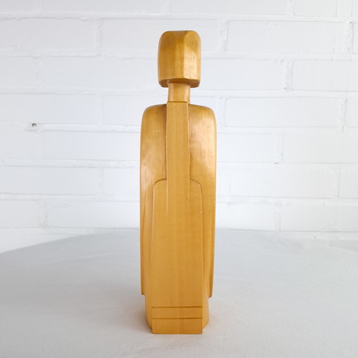 sculpture abstraite vintage en bois