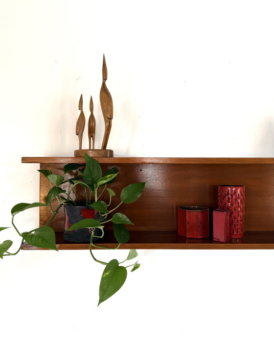 Vintage XL (199cm) Teakhouten Wandplank, Jaren ‘60 – Wandkast, Wood (photo 8 of 13)