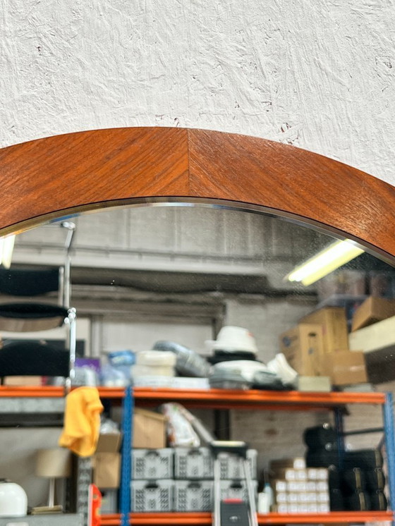 Image 1 of Vintage Round Mirror, Germany 1970's, Teak Veneer.