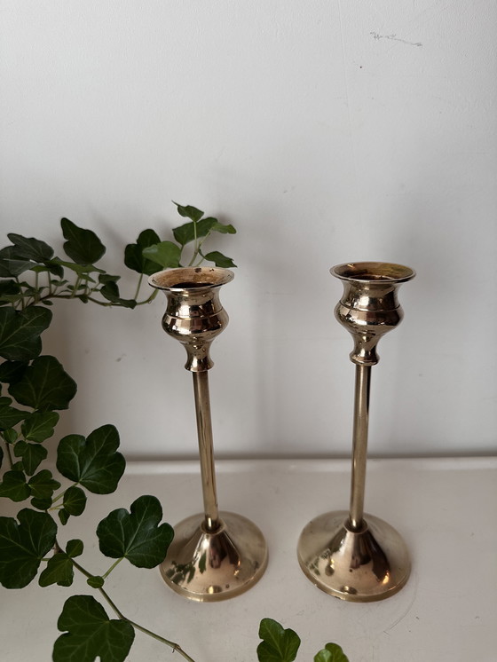 Image 1 of Set Of 2 Brass Candlesticks