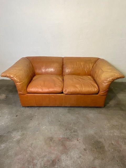 Poltronova Frau Leather Cognac 2-seater Sofa 70s Luigi Massoni, Poltrona Frau, Brown (photo 2 of 15)