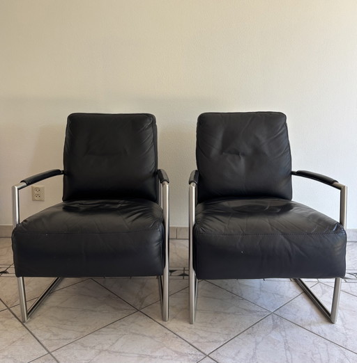 Due poltrone in pelle color antracite di Musterring – fauteuils, Leather