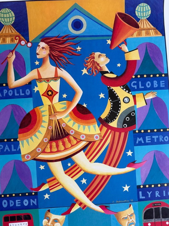 Image 1 of Lesley Saddington, Simply Showbiz by Tube and Bus (1998), Poster originale della prima edizione, stampato nel Regno Unito