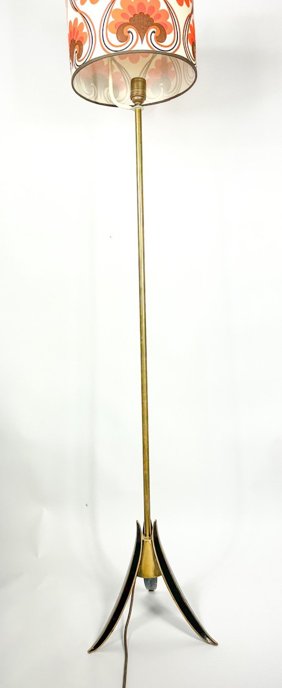 Vintage 60s Floor light, Metal, Textile, Black (photo 13 of 14)