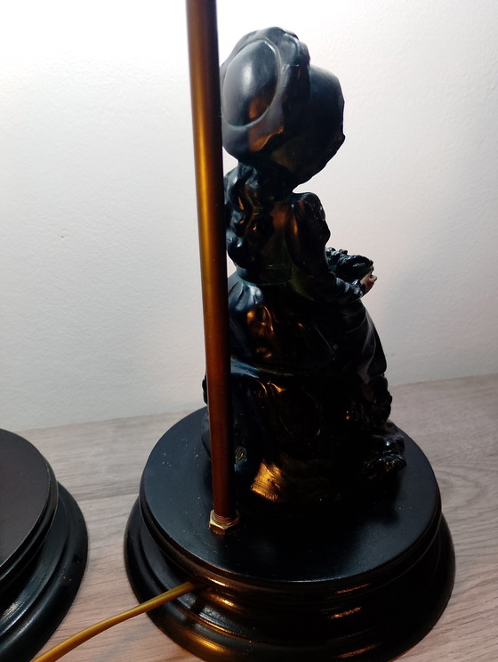 Image 1 of Pair of Pinto & Fils porcelain lamps, signed Portugal logo