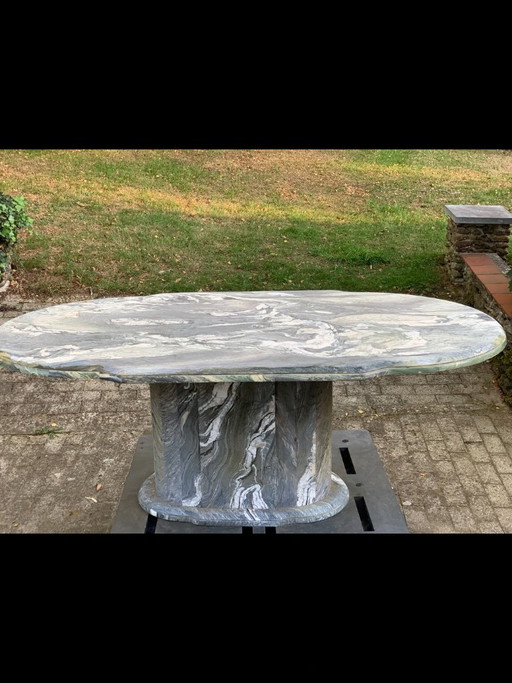 Sculptural Italian Marble Dining Table – Biomorphic Top – 180 × 100 cm