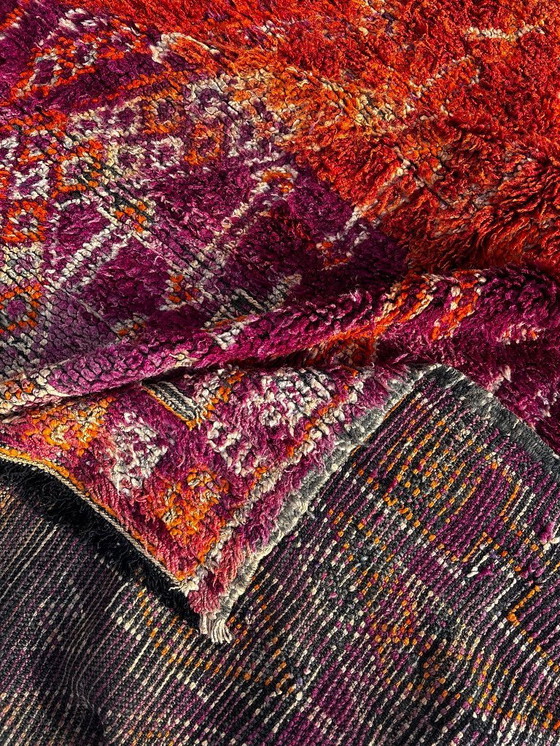 Image 1 of Zeldzaam vintage Marokkaans Boujad-tapijt 170x350 cm – Handgemaakt Berber wollen tapijt