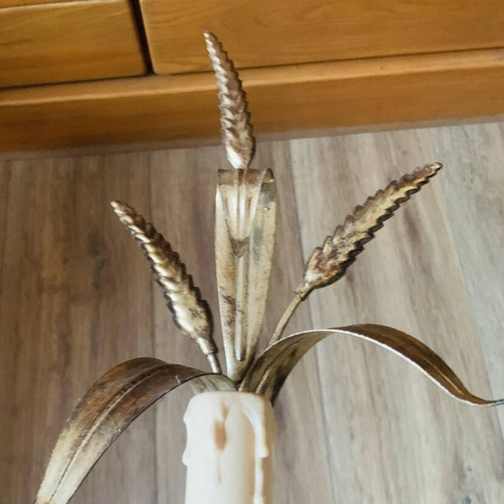 Pair of gilded metal wheat ear wall lights (photo 15 of 17)