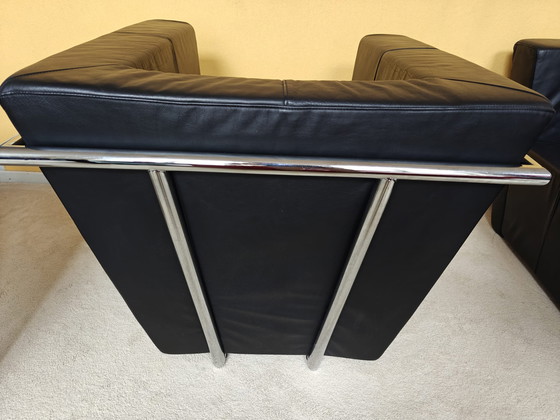 Image 1 of Harvink Sofá y sillón 2 plazas cuero negro