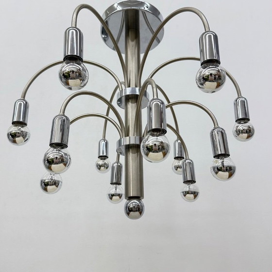 Image 1 of Lampada da soffitto vintage in ottone cromato di Sciolari, anni '70
