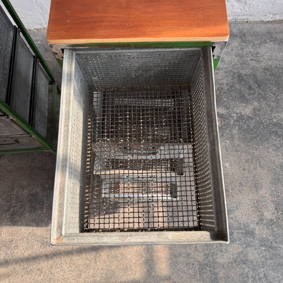 Image 1 of Industrial Steel & Perforated Metal Storage Cabinet / Shoe Rack