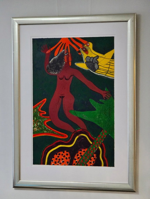 Corneille - Femme et oiseau des iles - E.A 1/10 - 1983 - Signé à la main