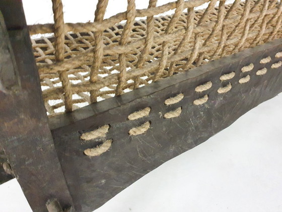 Unique solid oak and rope sofa, The Netherlands 1960's – Bankjes, Wood (photo 10 of 11)