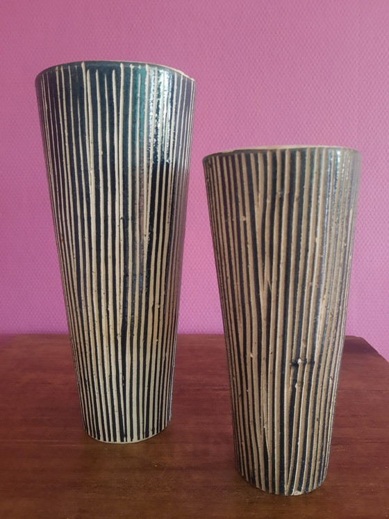 Magnifico set di Vasi decorativi in ceramica Mid-Century anni '50, Design Vintage Fatto a Mano (photo 4 of 12)