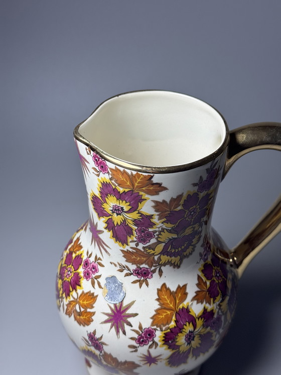 Image 1 of Boch Frères La Louvière Keralux Faience Pitcher by Raymond Chevalier, Belgian Art Deco, 1930s