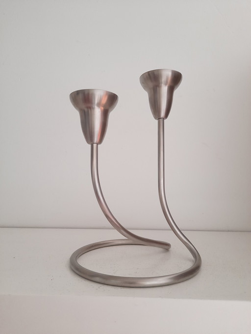 Bougeoir Georges Jensen en inox brossé 