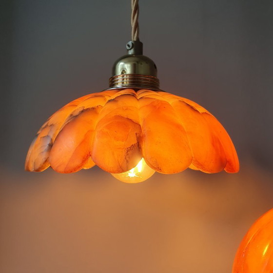Set de Suspensions Vintage en Marbre Marron, Rouge, Ambre – Marble, Metal (photo 17 of 23)