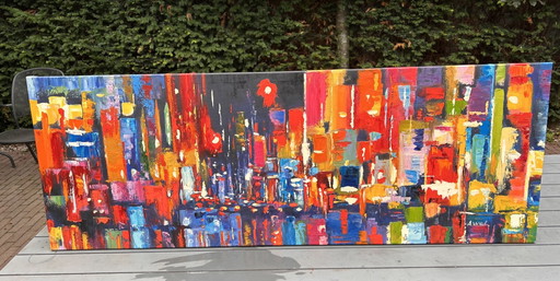 Modern abstract Skyline painting