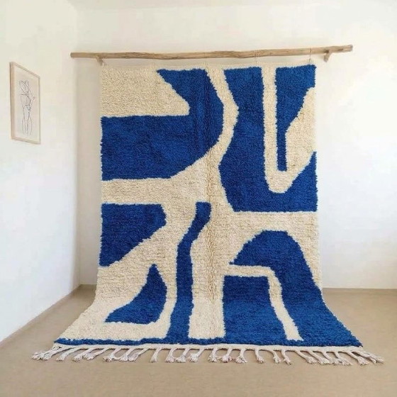 Alfombra de lana bereber azul 220/300 (photo 5 of 6)