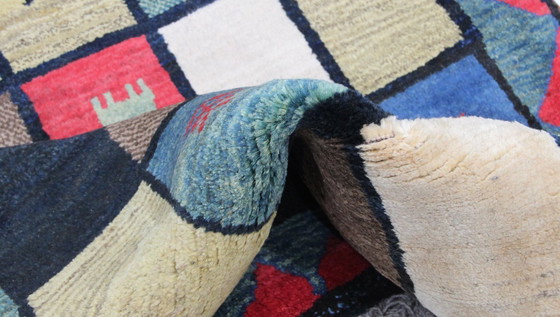 Image 1 of Tappeto orientale persiano Gabbeh Ghashghai originale, 200 cm x 110 cm, naturale antico