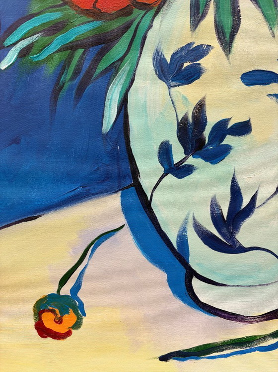 Image 1 of Acrylic painting by the artist E. García "Flores de campo" 100x70 cm