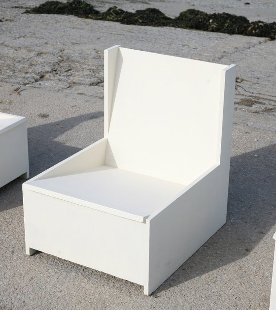 Set di 3 Poltrone brutaliste, legno dipinto, anni '60 (photo 21 of 28)