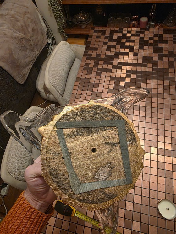 Image 1 of Groot Italiaans mid-century sculpturaal kristallen schaalobject op bronzen voet (jaren 60/70)