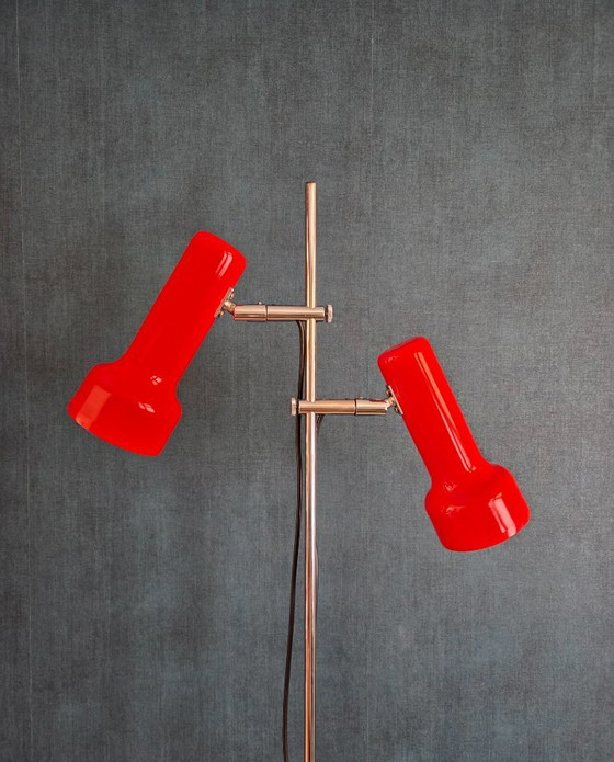 Vintage Floor Lamp - Gepo 300 | 2 Spotlights | Red - 1970s – Floor lights, Metal (photo 8 of 16)