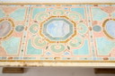 Table basse en marbre et marqueterie 1970