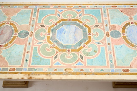 Image 1 of Marble and marquetry coffee table, 1970