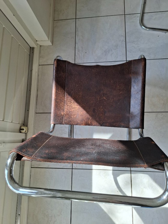 Image 1 of 5 sedie vintage in stile Bauhaus con struttura tubolare e rivestimento in pelle