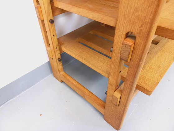Image 1 of Guillerme et Chambron vintage solid oak open storage unit from the 60s