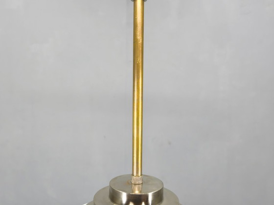 Image 1 of Lampada a sospensione Art Déco con paralume in vetro opalino, Cecoslovacchia, anni '30