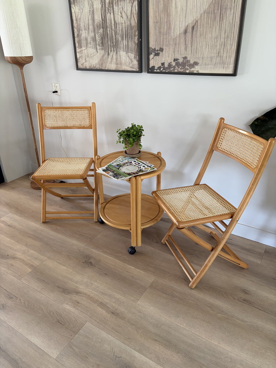 Image 1 of Inklapbare vintage Deense trolley “Lazy Susan” 