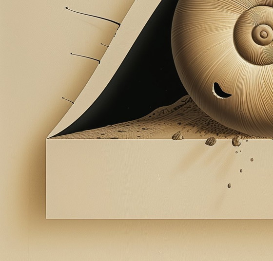 Image 1 of Unique Edition *** High-Quality Giclée  *** Monsieur Escargot and the Paradox of the Unblinking Gaze ***